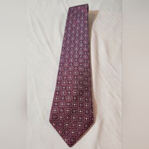 346 Brooks Brothers Burgundy Blue Patterned Men's Tie Pure Silk